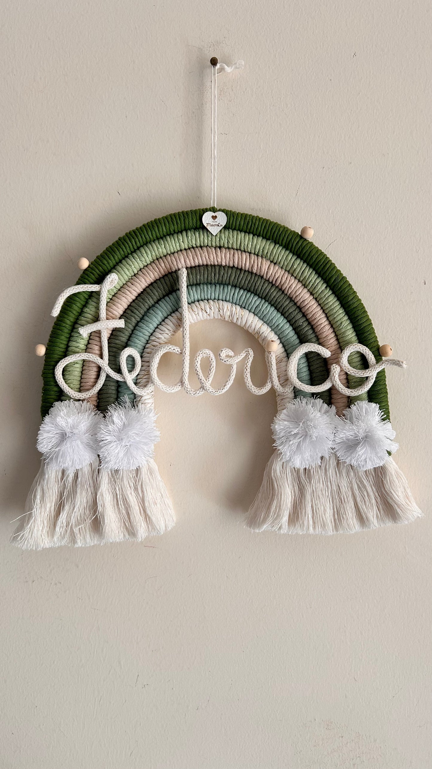 Arcobaleno Macramè con Nome Personalizzato - Fiocco Nascita