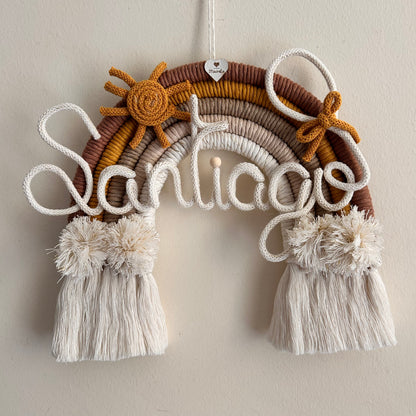 Arcobaleno Macramè con Nome Personalizzato - Fiocco Nascita