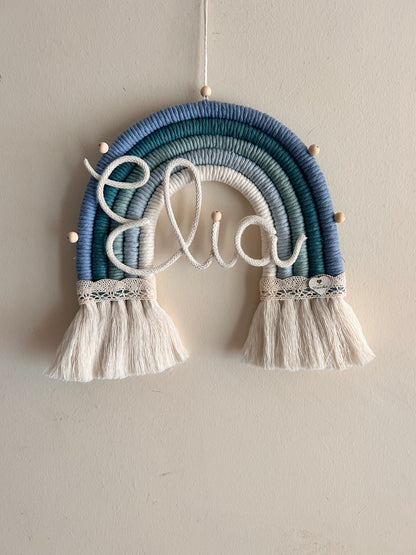 Arcobaleno Macramè con Nome Personalizzato - Fiocco Nascita