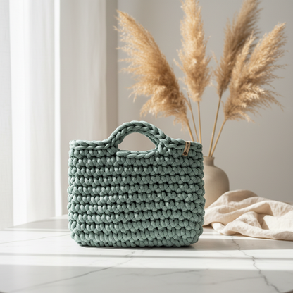 Borsa Camelia BIG all'Uncinetto | Colore Duck egg Blu • Pronta consegna