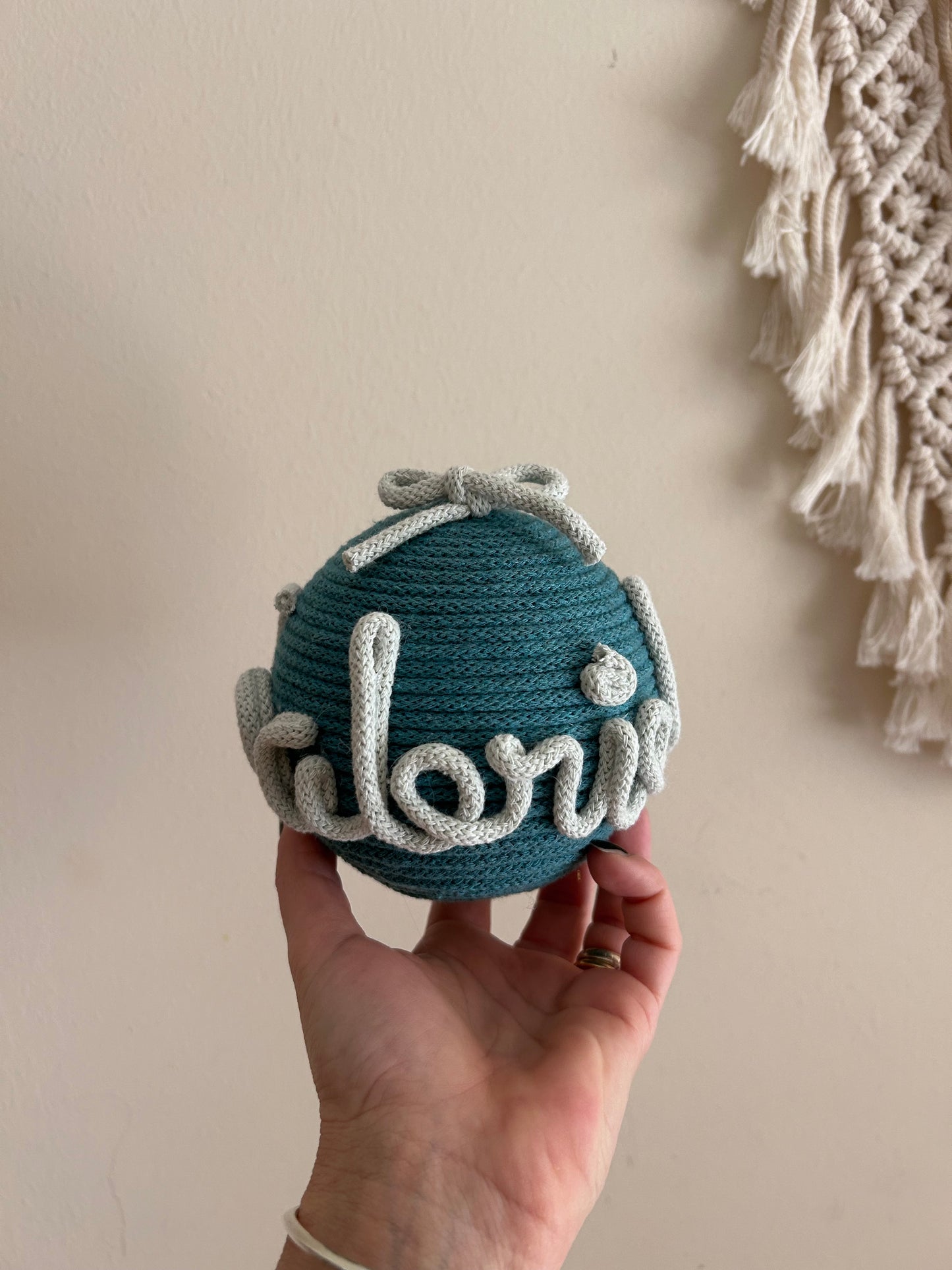 Palline di Natale in Tricotin con nome - MacraLu di Ludovica Mazzanti