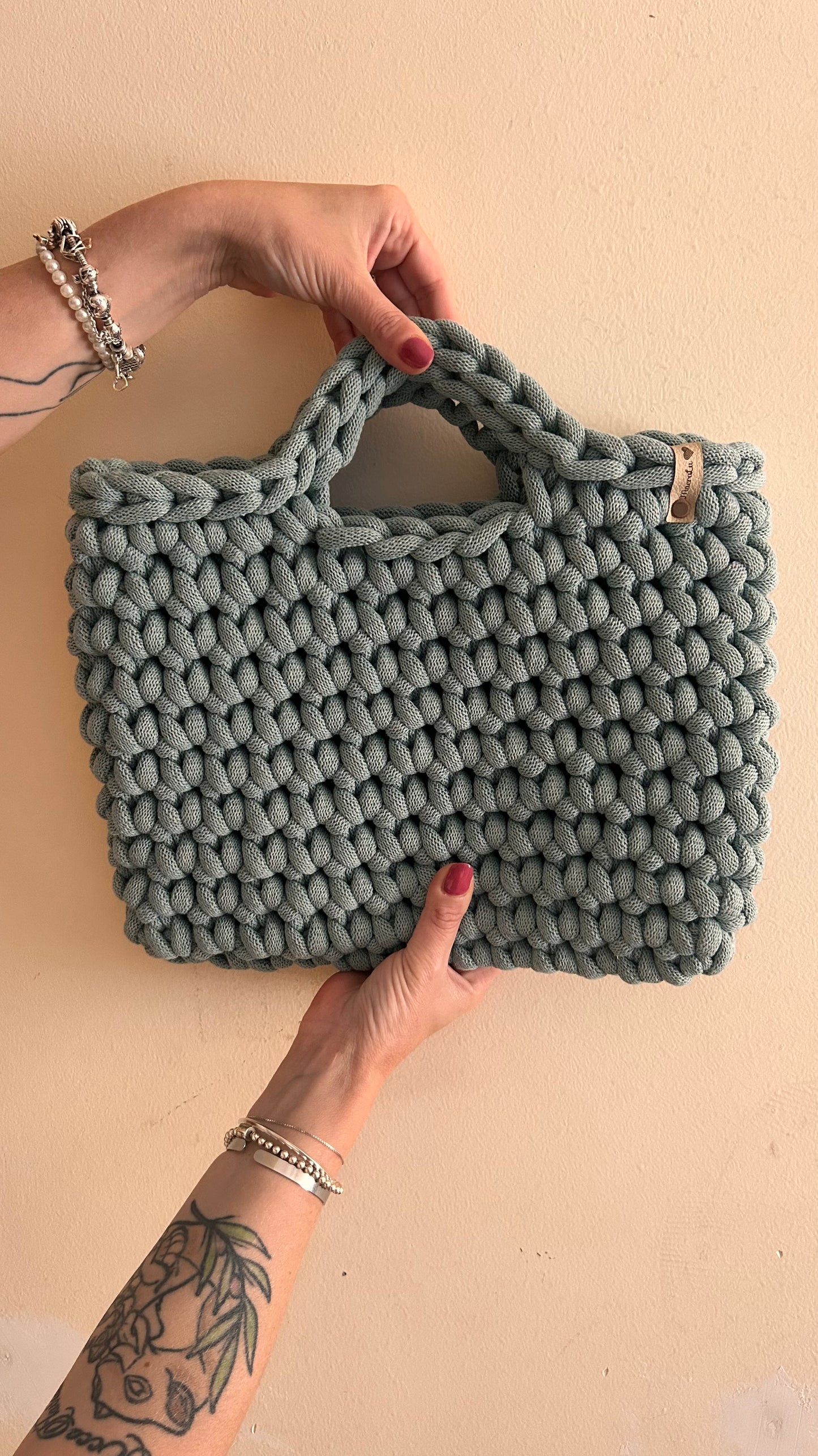 Borsa Camelia BIG all'Uncinetto | Colore Duck egg Blu • Pronta consegna