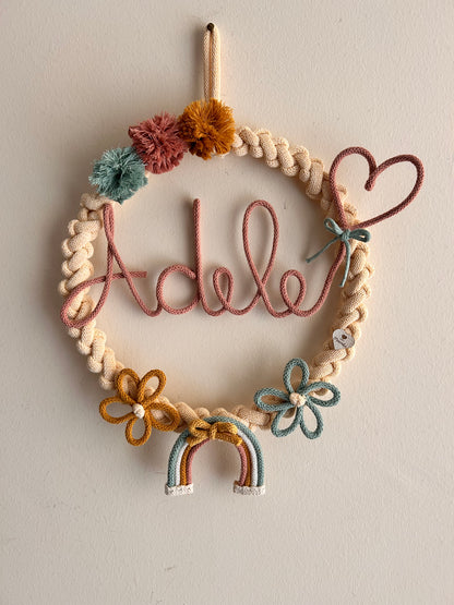 Fiocco nascita con nome in Tricotin