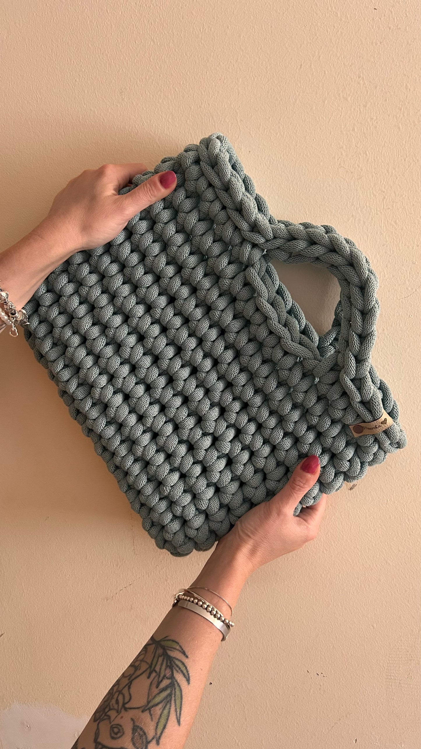 Borsa Camelia BIG all'Uncinetto | Colore Duck egg Blu • Pronta consegna
