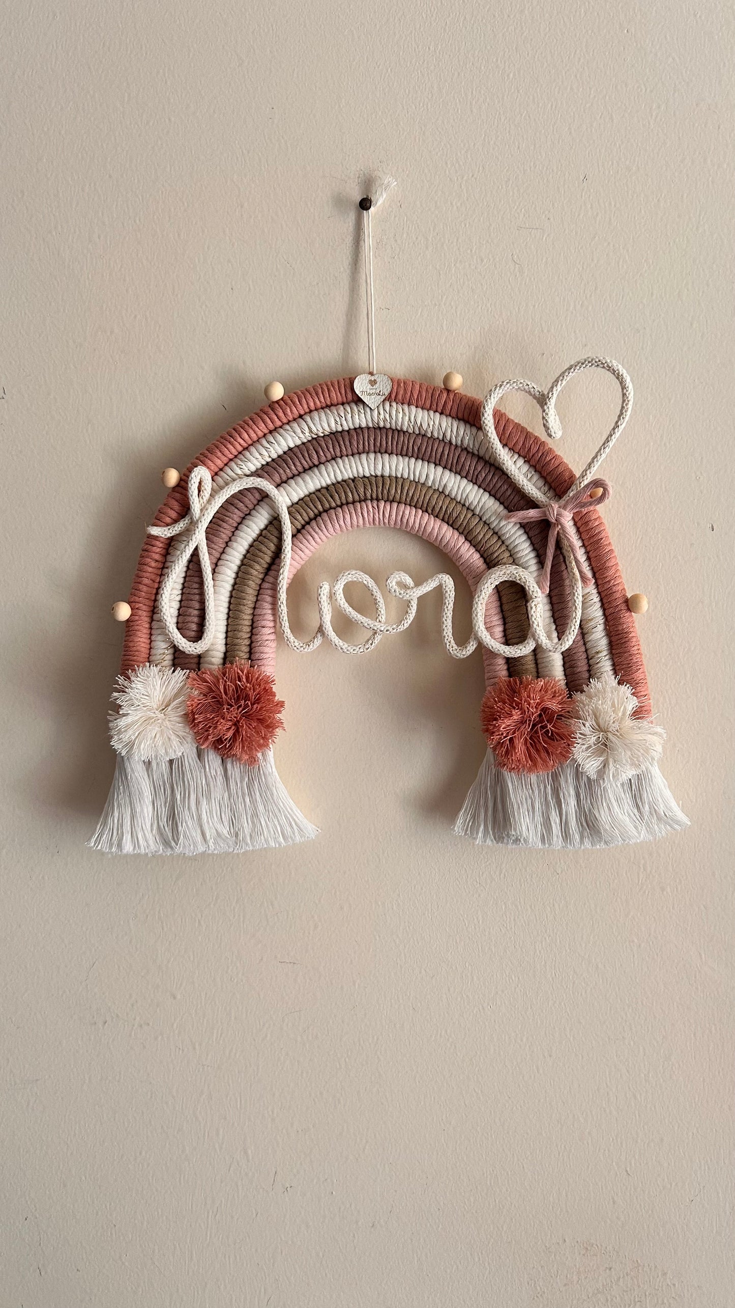 Rainbow in Macrame with Name in Tricotin 