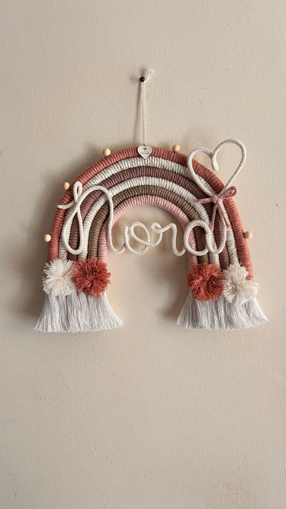 Rainbow in Macrame with Name in Tricotin 