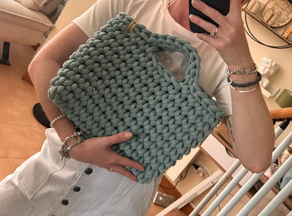 Borsa Camelia BIG all'Uncinetto | Colore Duck egg Blu • Pronta consegna
