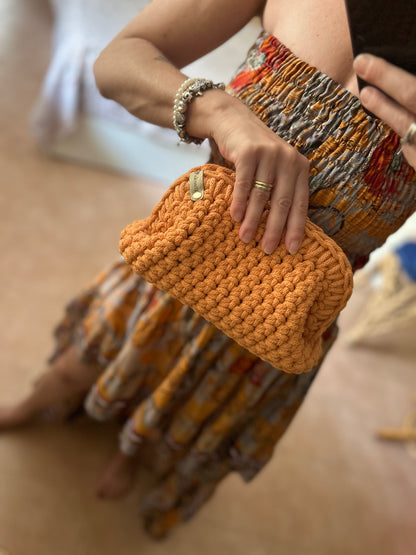 Olga Clutch Bag Uncinetto - Pochette Handmade Orange