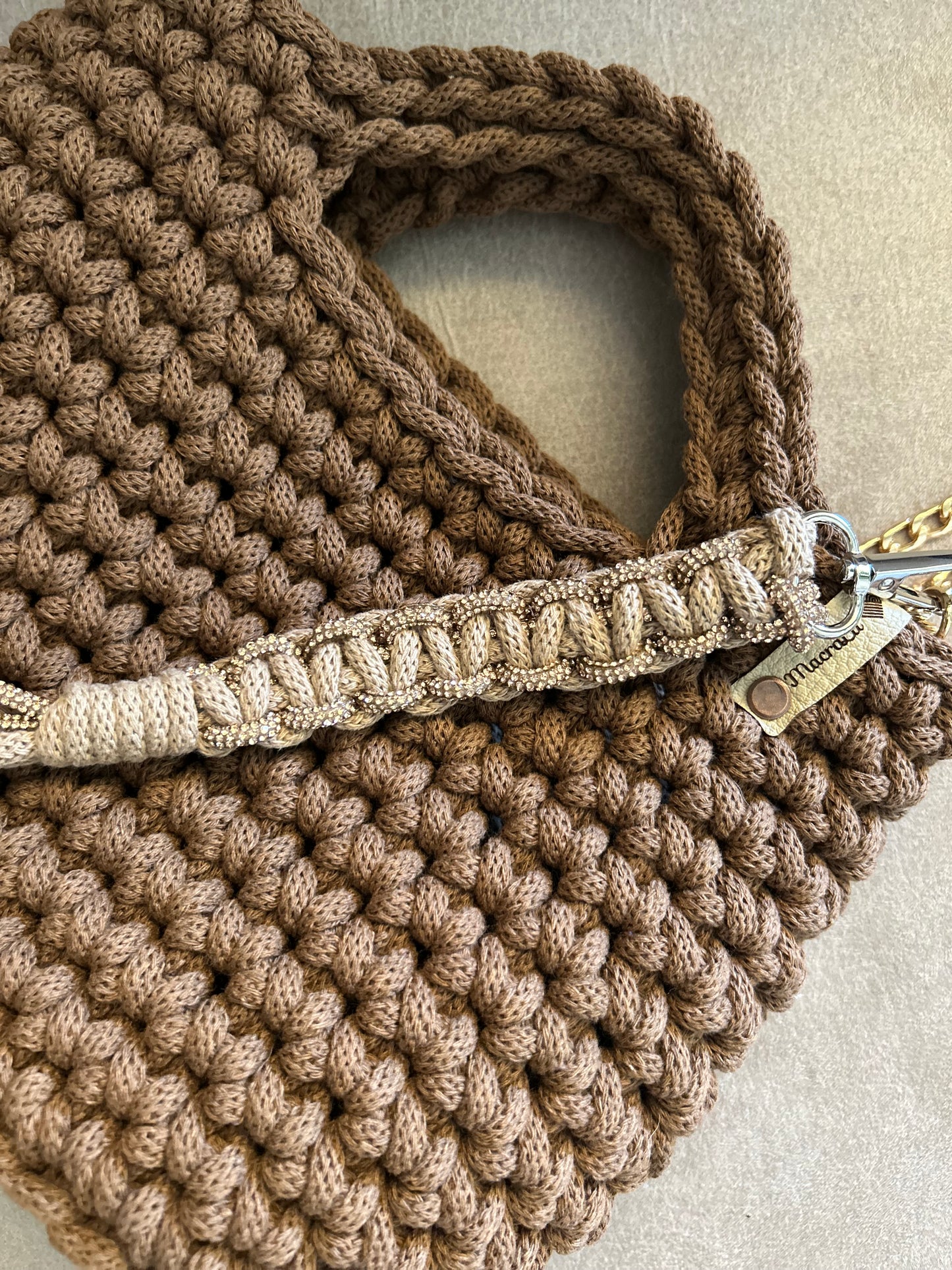 Portachiavi Infinity • Macramè con cordino strass - MacraLu di Ludovica Mazzanti