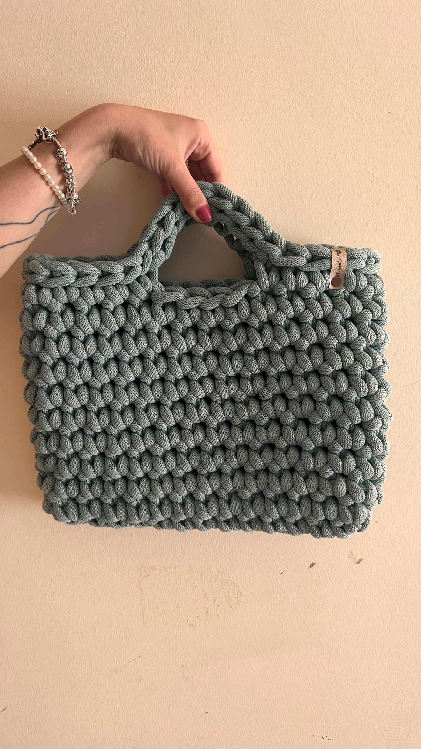 Borsa Camelia BIG all'Uncinetto | Colore Duck egg Blu • Pronta consegna
