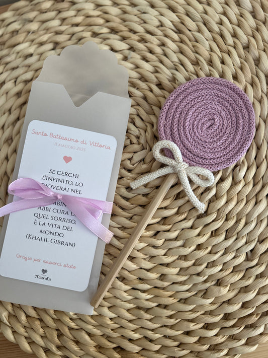 Maxi lecca lecca bomboniera segnaposto con matita - MacraLu di Ludovica Mazzanti