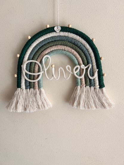 Arcobaleno Macramè con Nome Personalizzato - Fiocco Nascita