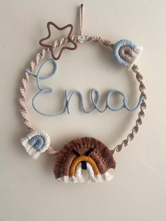 Fiocco nascita “Leone” con nome in Tricotin - MacraLu di Ludovica Mazzanti