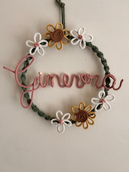 Fiocco nascita con nome in Tricotin - MacraLu di Ludovica Mazzanti