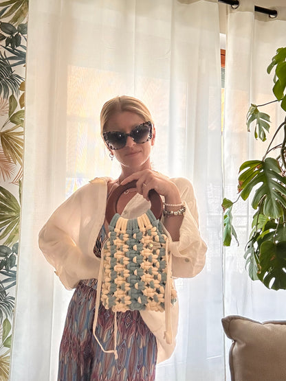 Borsa Lolita • Borsa in macramè • Manici in legno