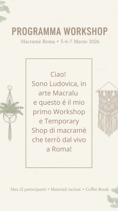 Workshop Macramè Roma 5-6-7 Marzo 2026