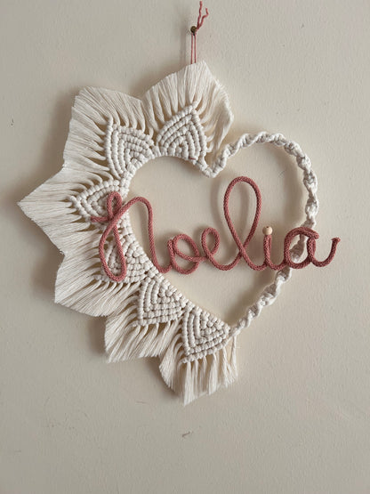 Fiocco nascita cuore in Macramè - MacraLu di Ludovica Mazzanti