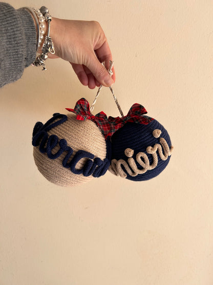 Palline di Natale in Tricotin con nome