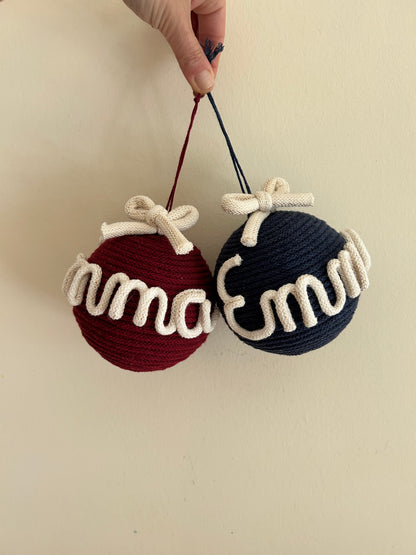 Palline di Natale in Tricotin con nome - MacraLu di Ludovica Mazzanti