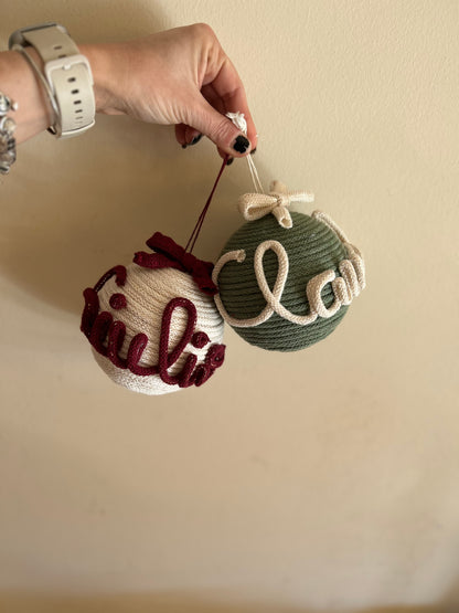 Palline di Natale in Tricotin con nome - MacraLu di Ludovica Mazzanti