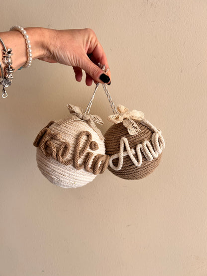 Palline di Natale in Tricotin con nome
