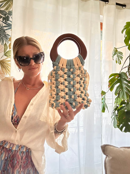 Borsa Lolita • Borsa in macramè • Manici in legno