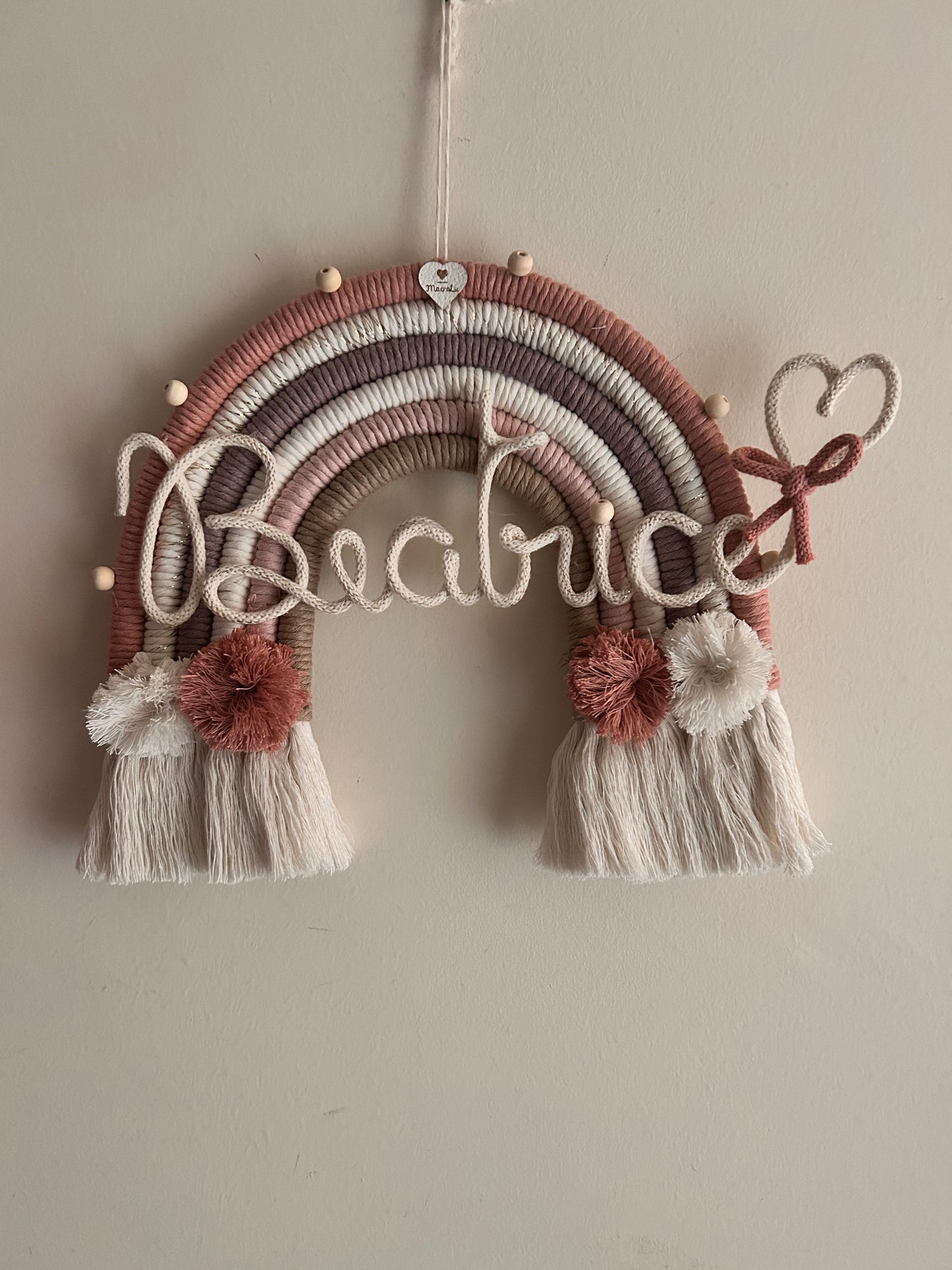 Arcobaleno Macramè con Nome Personalizzato - Fiocco Nascita