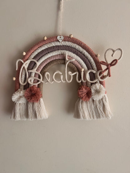 Arcobaleno Macramè con Nome Personalizzato - Fiocco Nascita