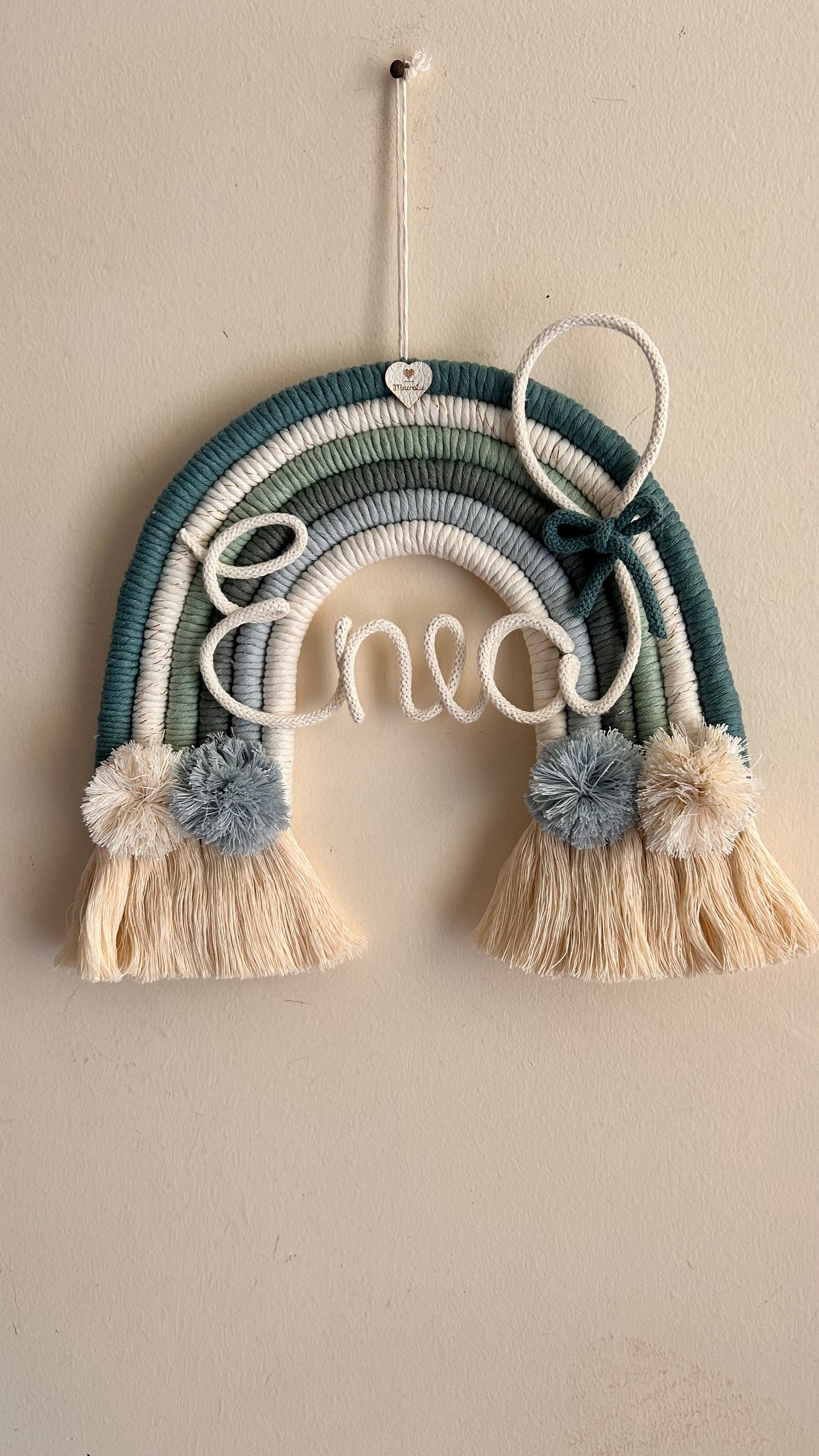 Rainbow in Macrame with Name in Tricotin 