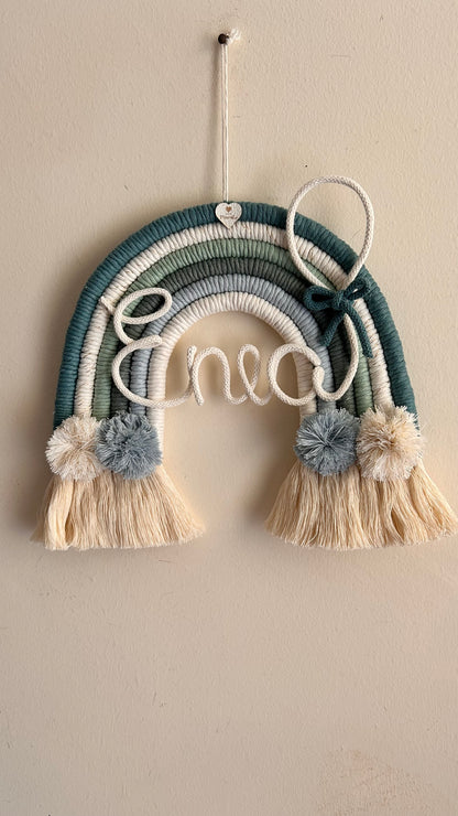 Rainbow in Macrame with Name in Tricotin 
