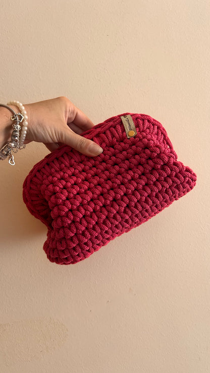 Olga Clutch Bag Uncinetto - Pochette Handmade Dopamine Pink