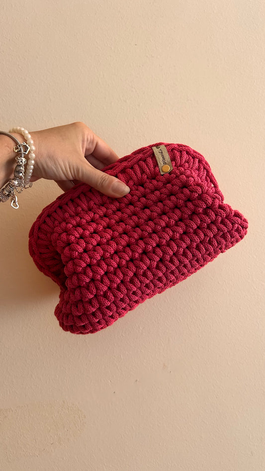 Olga Clutch Bag Uncinetto - Pochette Handmade Dopamine Pink