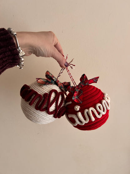 Palline di Natale in Tricotin con nome