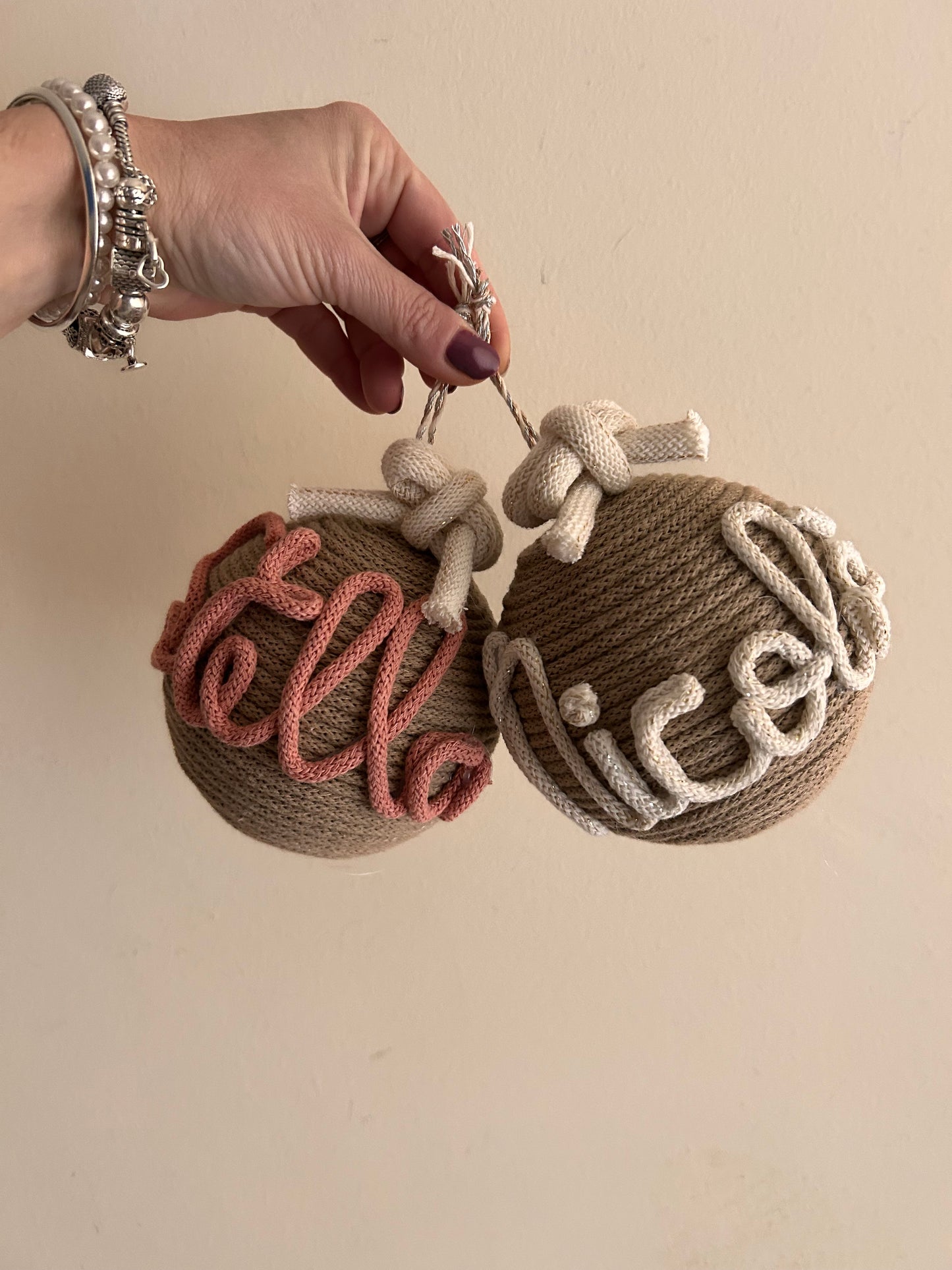 Palline di Natale in Tricotin con nome