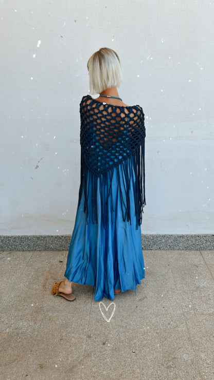 Scialle Fiordaliso in macramè - MacraLu di Ludovica Mazzanti