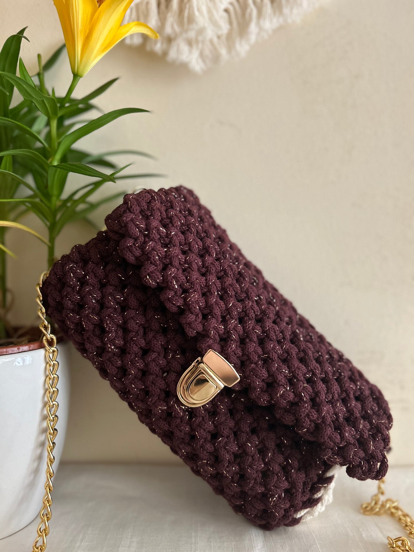 Borsa Ninfea in macramè - MacraLu di Ludovica Mazzanti