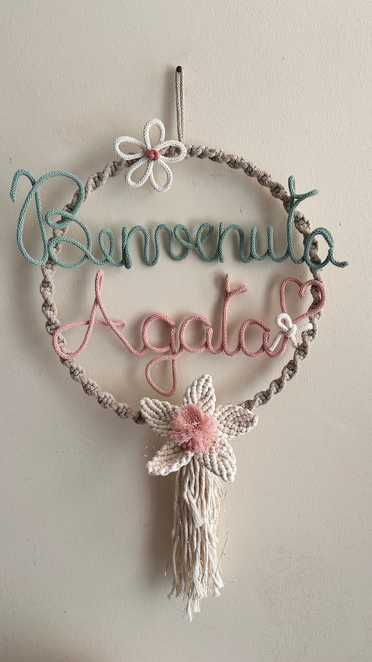 Fiocco Nascita Flower Personalizzato Macramè | Artigianale