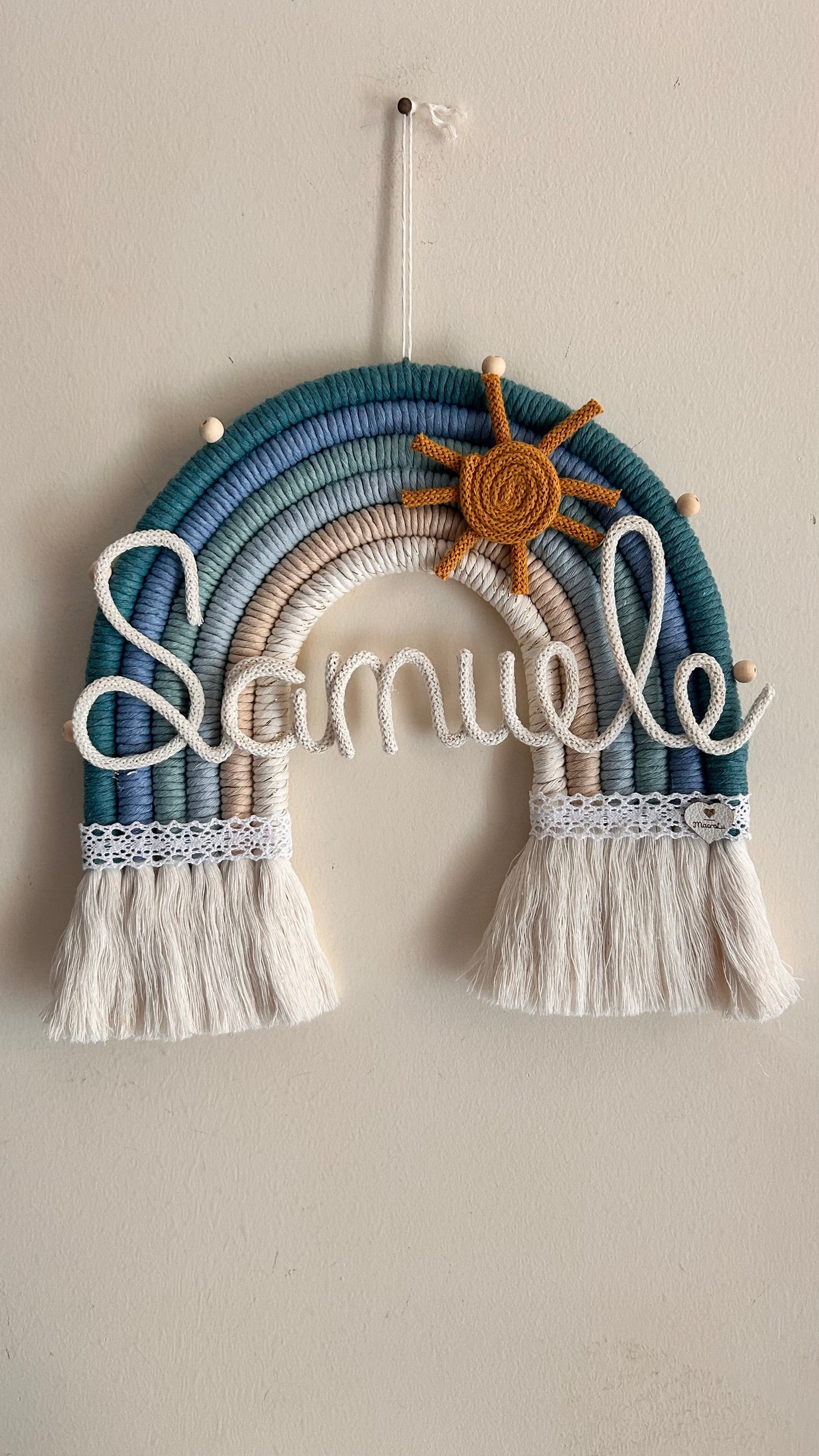 Arcobaleno Macramè con Nome Personalizzato - Fiocco Nascita