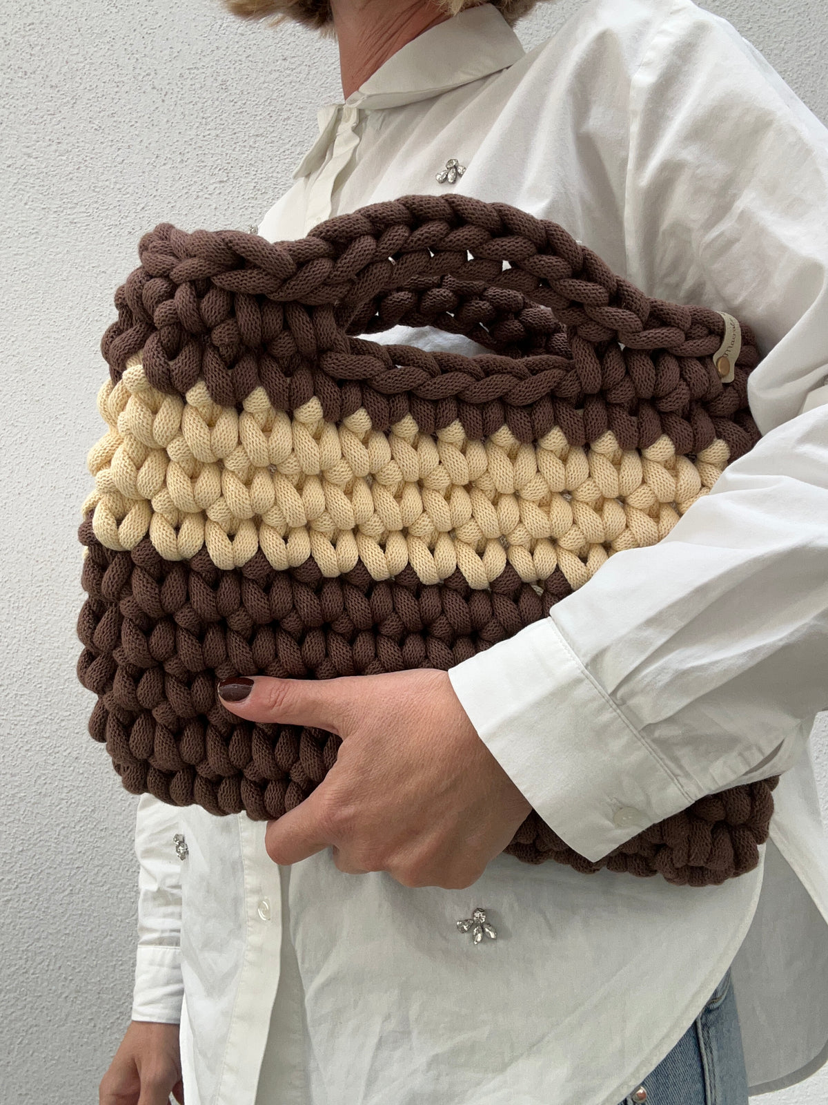 Borsa Camelia BIG all'Uncinetto | Chocolate e Burro