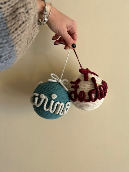 Palline di Natale in Tricotin con nome - MacraLu di Ludovica Mazzanti