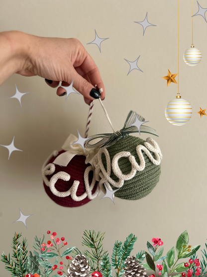 Palline di Natale in Tricotin con nome - MacraLu di Ludovica Mazzanti