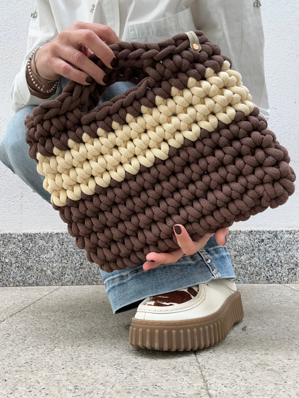 Borsa Camelia BIG all'Uncinetto | Chocolate e Burro