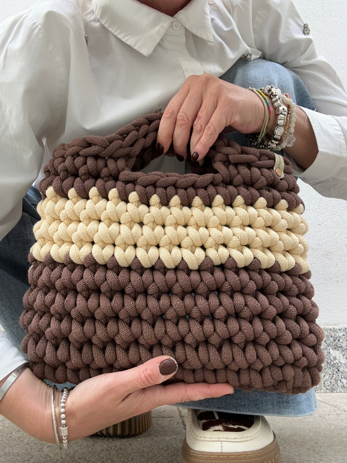Borsa Camelia BIG all'Uncinetto | Chocolate e Burro