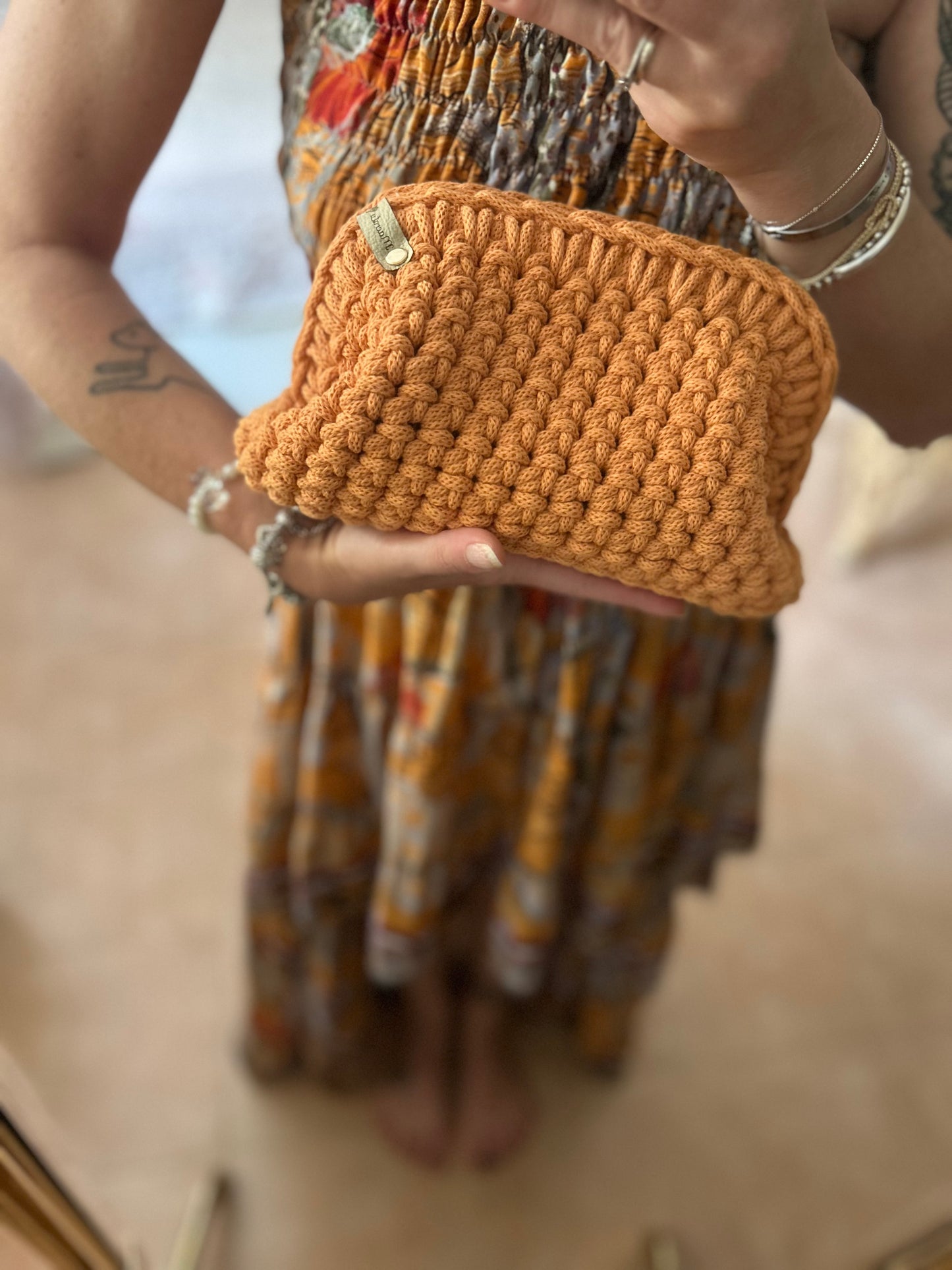 Olga Clutch Bag Uncinetto - Pochette Handmade Orange