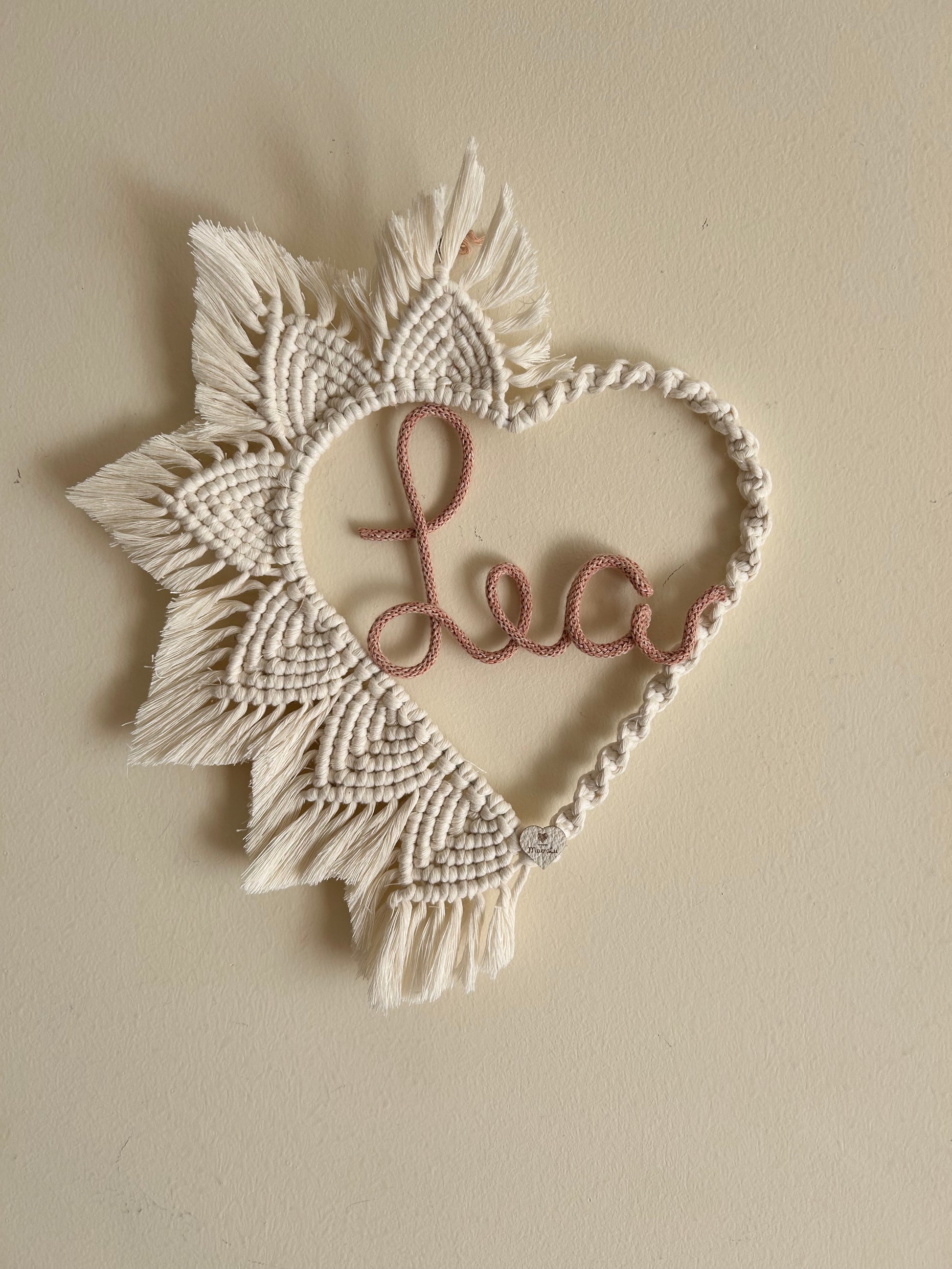 Fiocco nascita cuore in Macramè - MacraLu di Ludovica Mazzanti