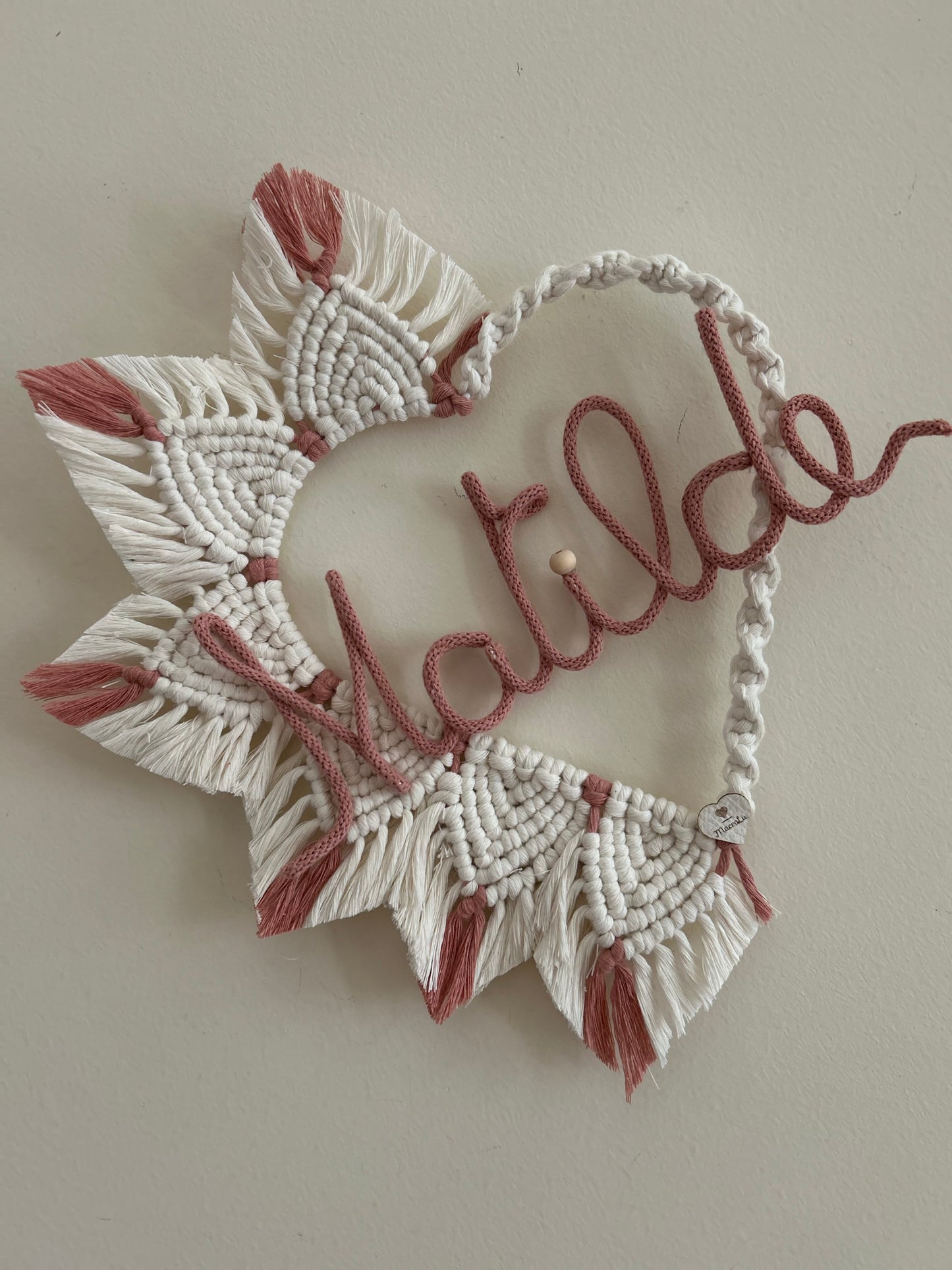 Fiocco nascita cuore in Macramè - MacraLu di Ludovica Mazzanti