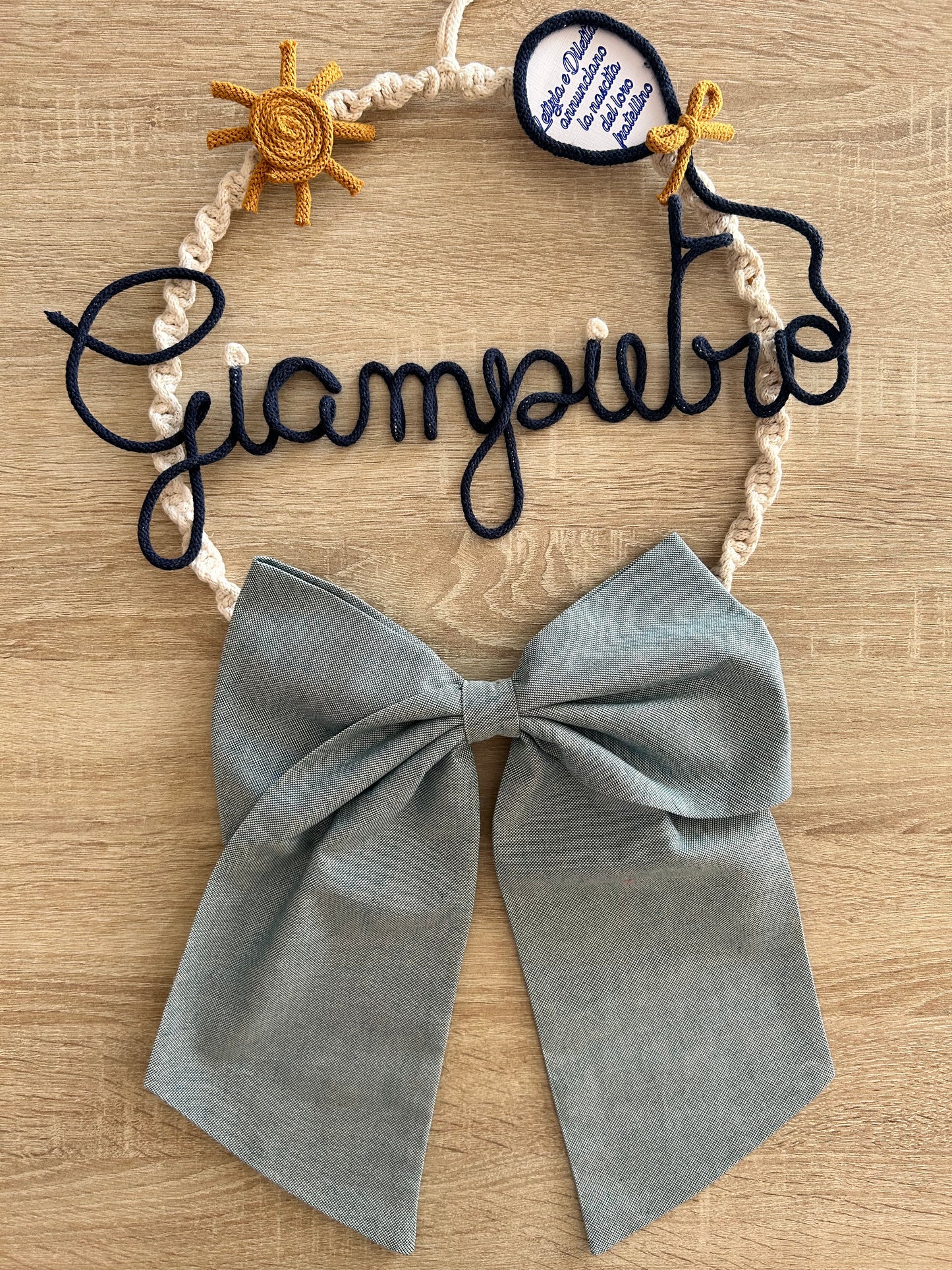 Ghirlanda nascita “Fiocco” - MacraLu di Ludovica Mazzanti