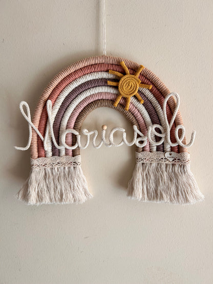 Arcobaleno Macramè con Nome Personalizzato - Fiocco Nascita