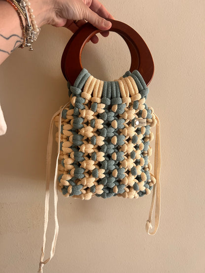 Borsa Lolita • Borsa in macramè • Manici in legno