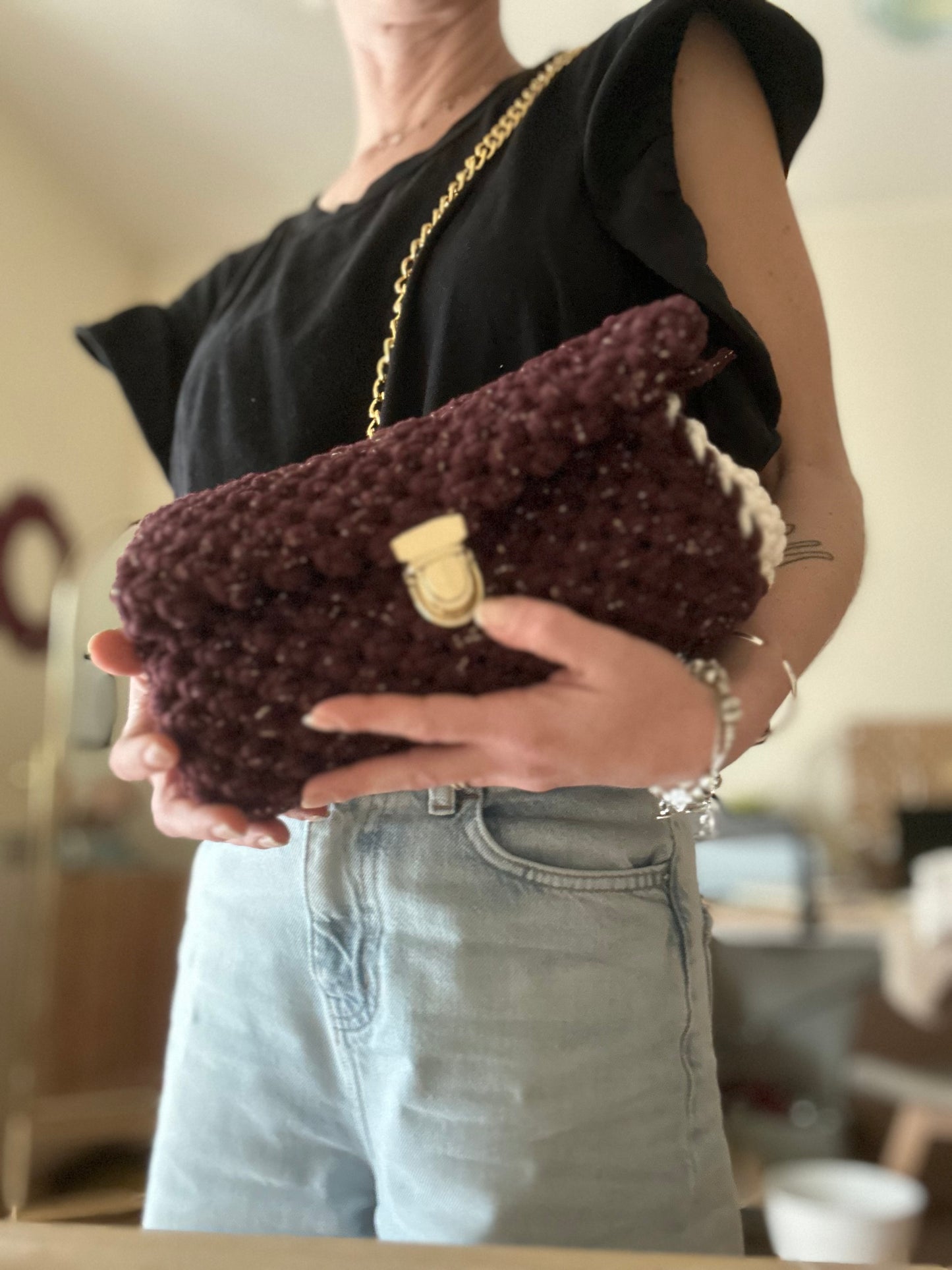 Borsa Ninfea in macramè - MacraLu di Ludovica Mazzanti